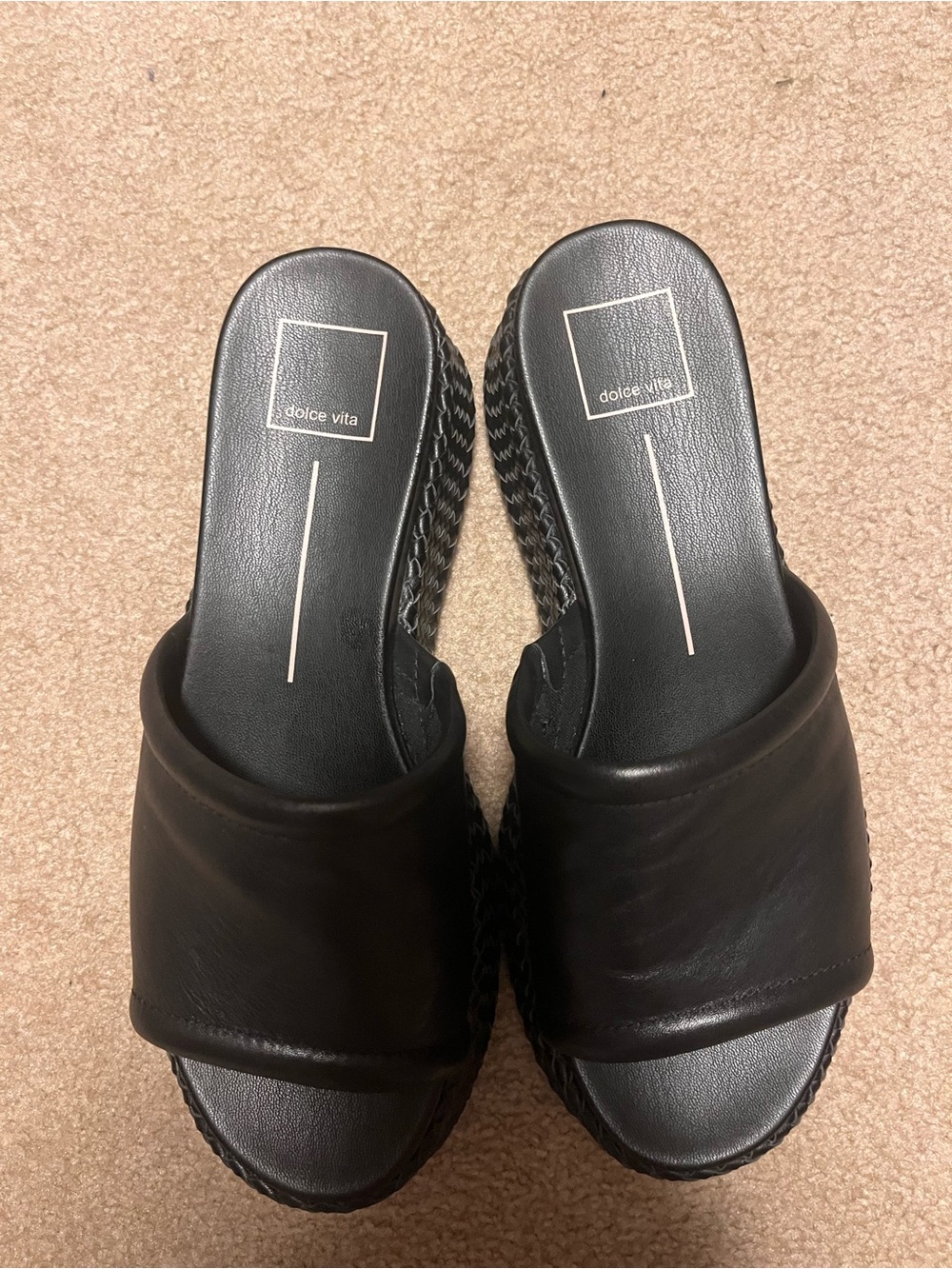 Dolce Vita Wimsyn Black Padded Slide Wedge Mules